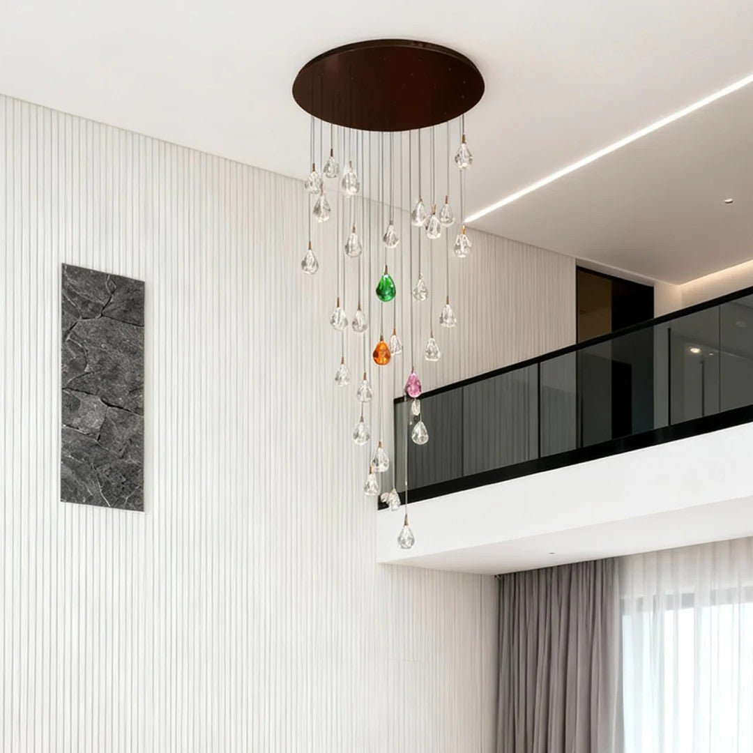 Crystal Chandelier for Staircase Luxury LED Ceiling Light - Jecanoli