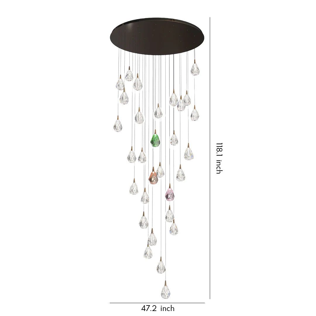Crystal Chandelier for Staircase Luxury LED Ceiling Light - Jecanoli