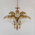 30 Inch Wide 2-Layer Palm Tree Brass and Crystal Chandelier Light-铜灯-Jecanoli