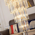 Decorative Large Vertical Crystal Staircase Chandelier Foyer Ceiling Light Fixture Lamp In Gray/ Amber Brim - L15.8