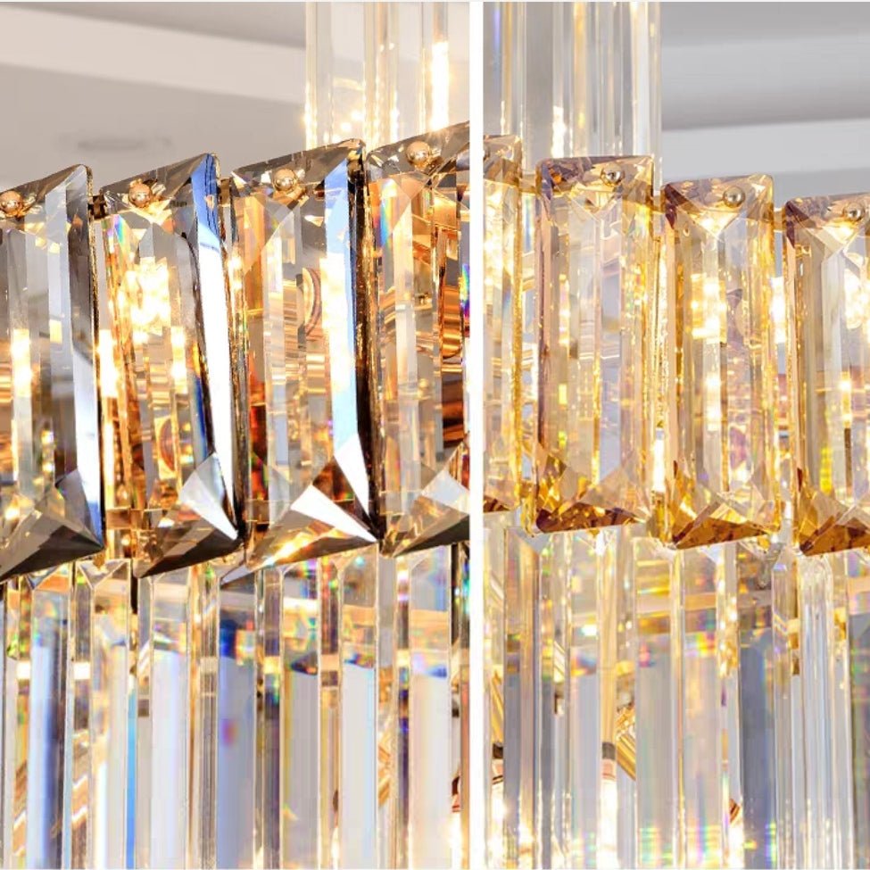 Decorative Large Vertical Crystal Staircase Chandelier Foyer Ceiling Light Fixture Lamp In Gray/ Amber Brim - L15.8"*W15.8"*H55.1"Smoky GrayWarm Light-Jecanoli
