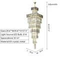 Decorative Large Vertical Crystal Staircase Chandelier Foyer Ceiling Light Fixture Lamp In Gray/ Amber Brim - L39.4