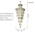 Decorative Large Vertical Crystal Staircase Chandelier Foyer Ceiling Light Fixture Lamp In Gray/ Amber Brim - L15.8