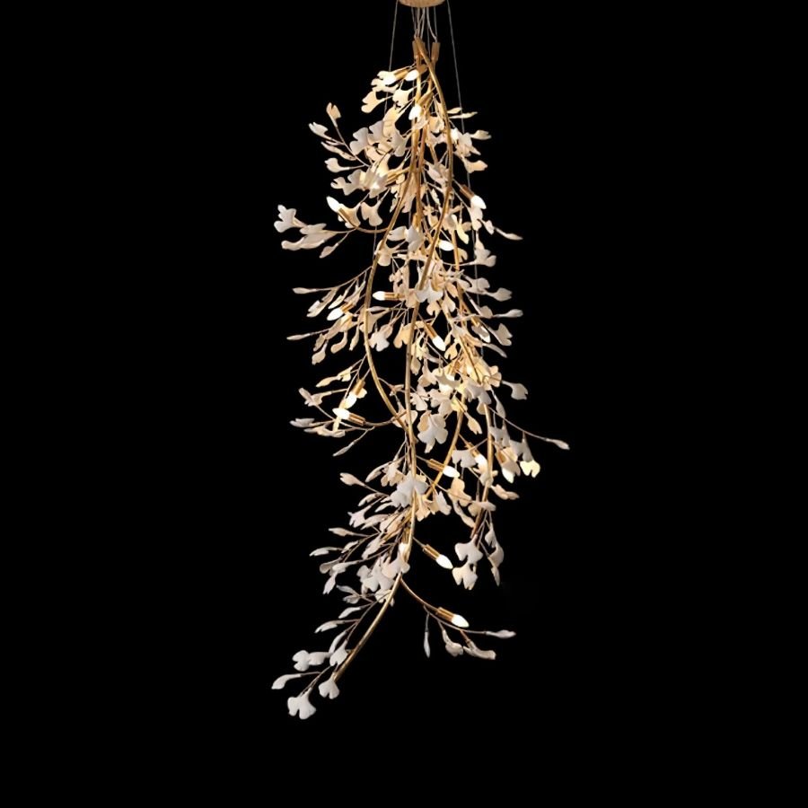 Drooping Ceramic Ginkgo Leaf Chandelier - SizeB - Jecanoli