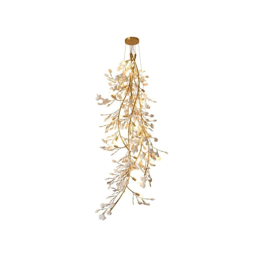 Drooping Ceramic Ginkgo Leaf Chandelier - SizeA - Jecanoli