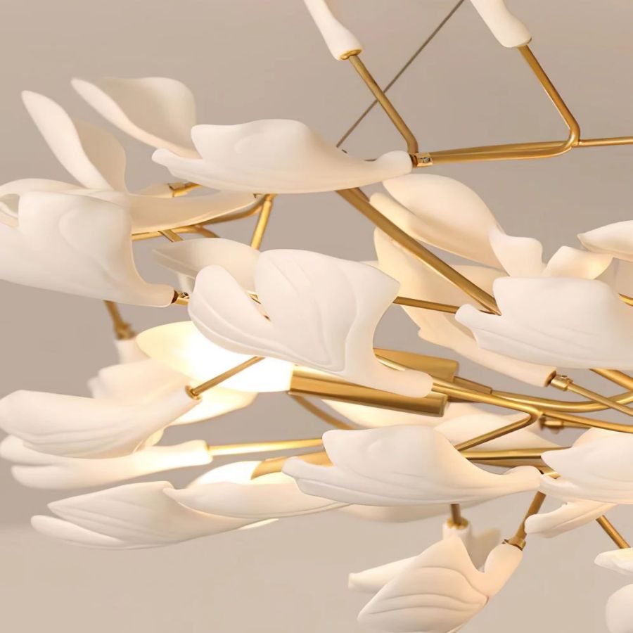 Drooping Ceramic Ginkgo Leaf Chandelier - SizeB - Jecanoli