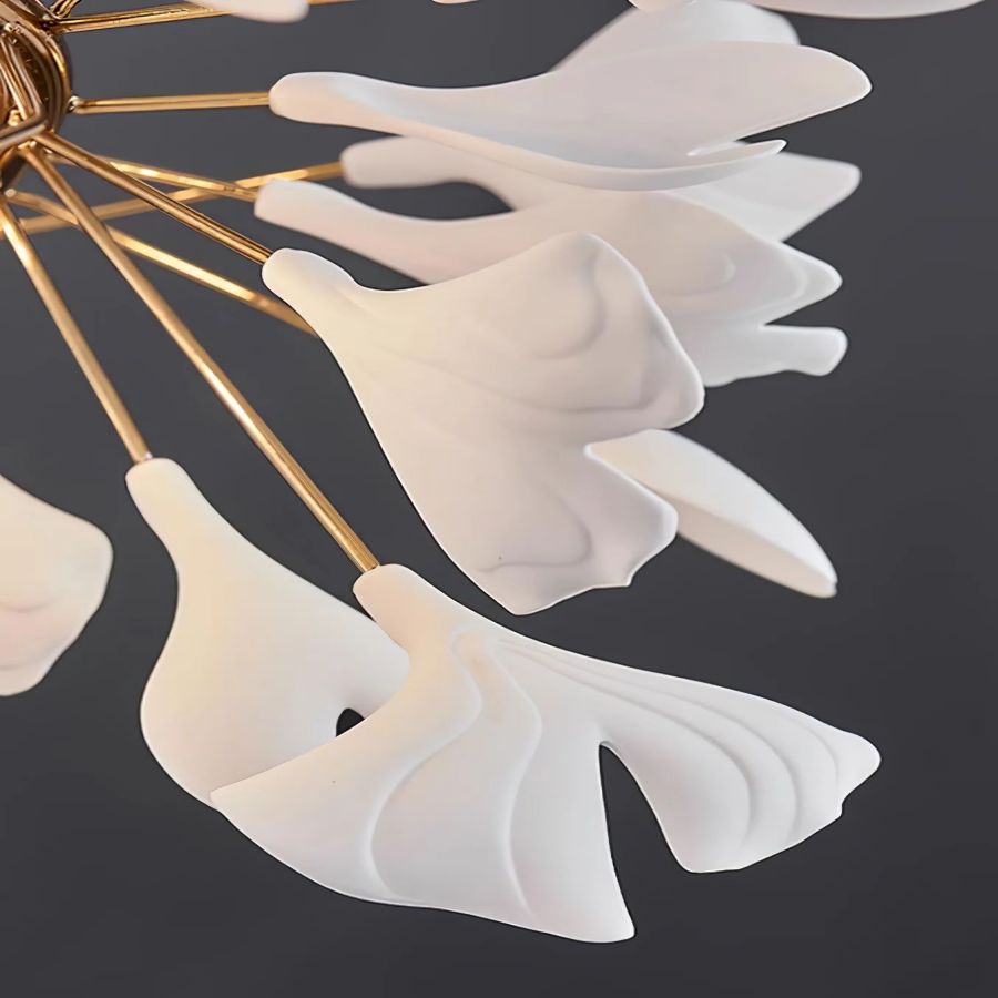 Drooping Ceramic Ginkgo Leaf Chandelier - SizeB - Jecanoli