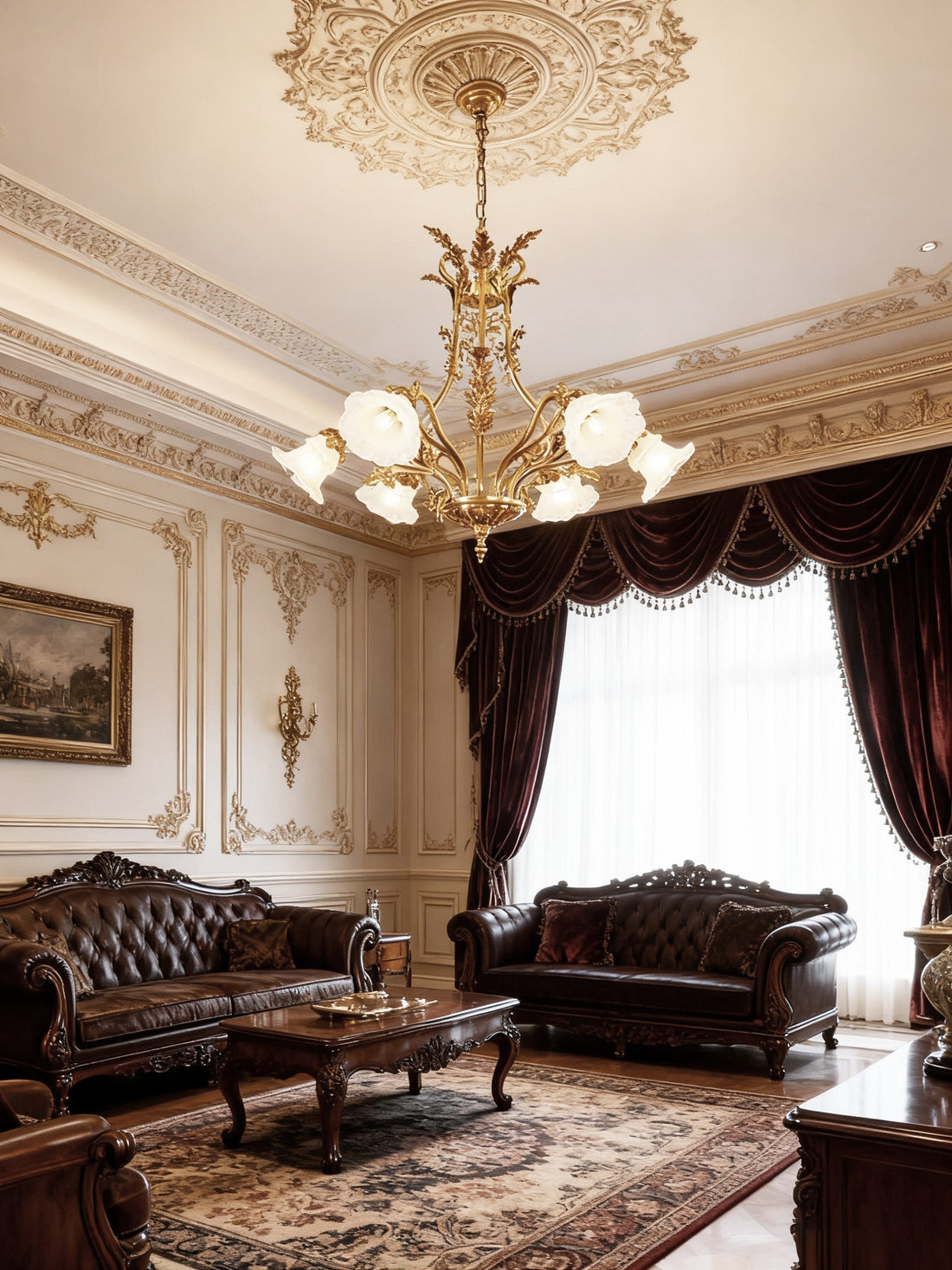 6 Lights Classical Retro Brass Chandelier Light 33X27 Inch-铜灯-Jecanoli