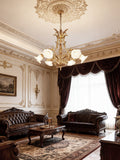 6 Lights Classical Retro Brass Chandelier Light 33X27 Inch-铜灯-Jecanoli