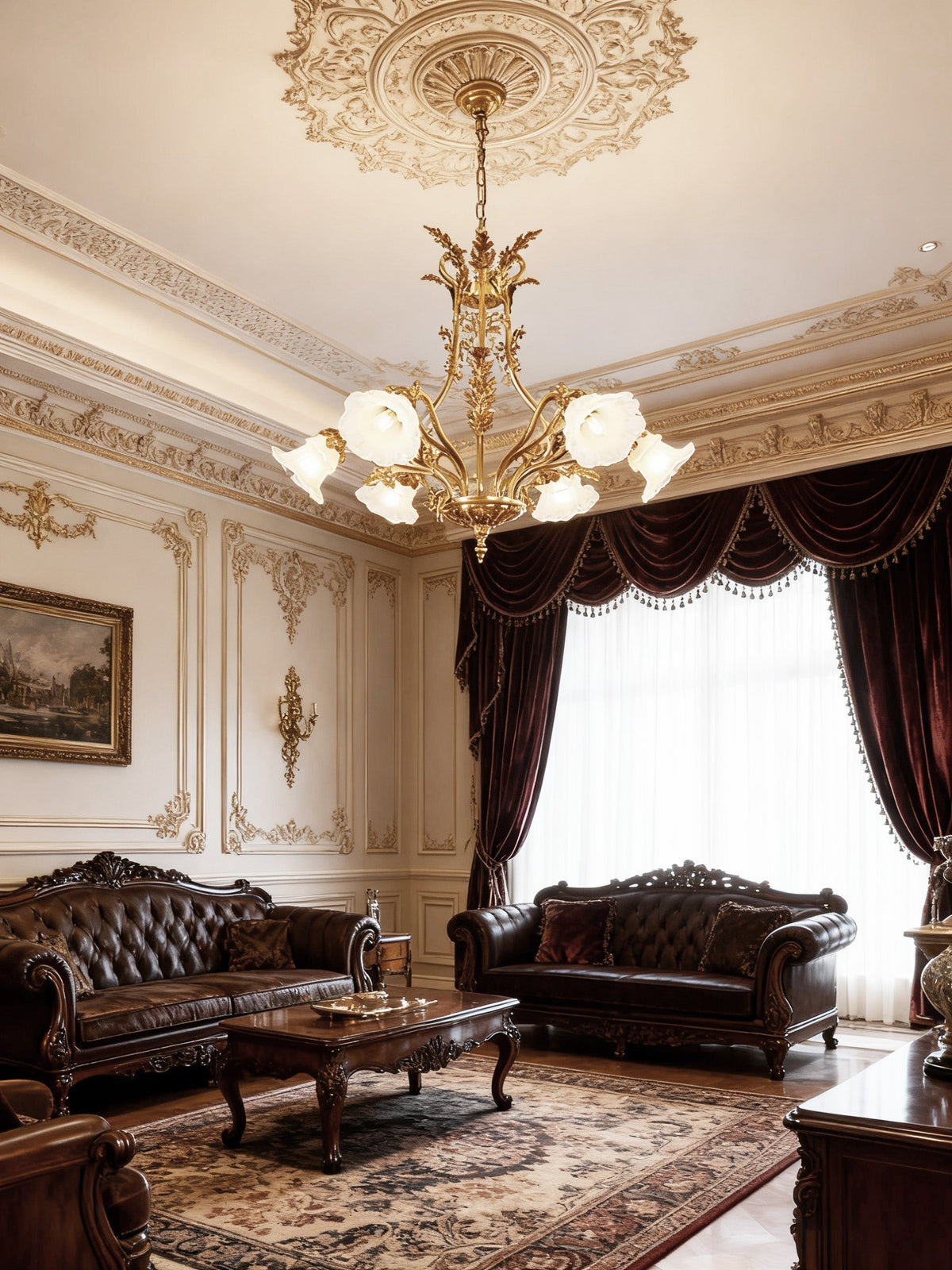 6 Lights Classical Retro Brass Chandelier Light 33X27 Inch-铜灯-Jecanoli