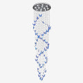 Elyndra LED K9 Crystal Column Chandelier - Dia 15.7″ × H 98.4″BlueWarm LightBlushlighting