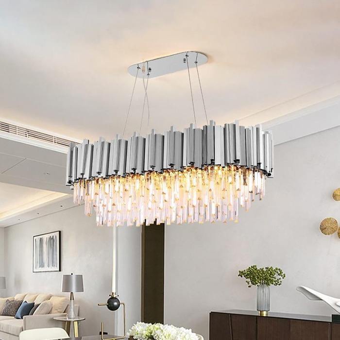 Enoch Crystal Dining Room Chandelier Chorme - 39"LChorme - Jecanoli