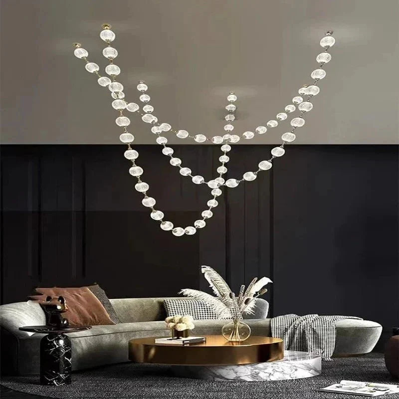 Esle Modern Pearl Necklace Chandelier - Black17 light - Manor Lights