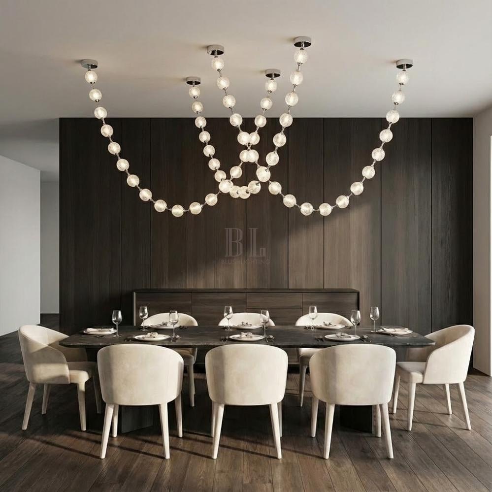 Esle Modern Pearl Necklace Chandelier - Black17 light - Manor Lights