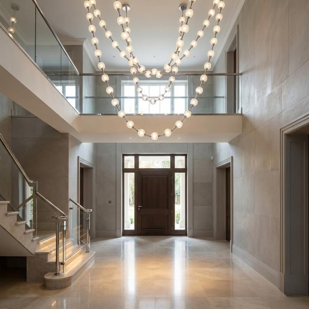Esle Modern Pearl Necklace Chandelier - Black17 light - Manor Lights
