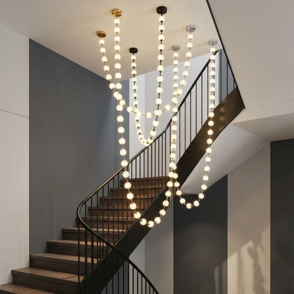 Esle Modern Pearl Necklace Chandelier - Black17 light - Manor Lights