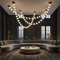 Esle Modern Pearl Necklace Chandelier - Black17 light - Manor Lights