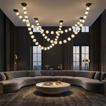 Esle Modern Pearl Necklace Chandelier - Black17 light - Manor Lights