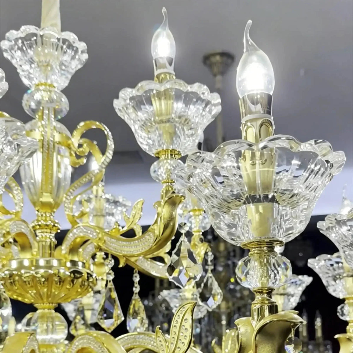 Eternal Baroque Revival Chandelier Series with Diamond - Inspired Crystal - Studded Light Arms - 48 Lights/D77.17"*H109.45"(D196cm*H278cm)Warm Light - Jecanoli