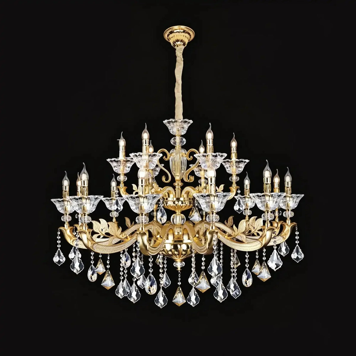 Eternal Baroque Revival Chandelier Series with Diamond - Inspired Crystal - Studded Light Arms - 18 Lights/D48.43"*H38.58"(D123cm*H98cm)Warm Light - Jecanoli