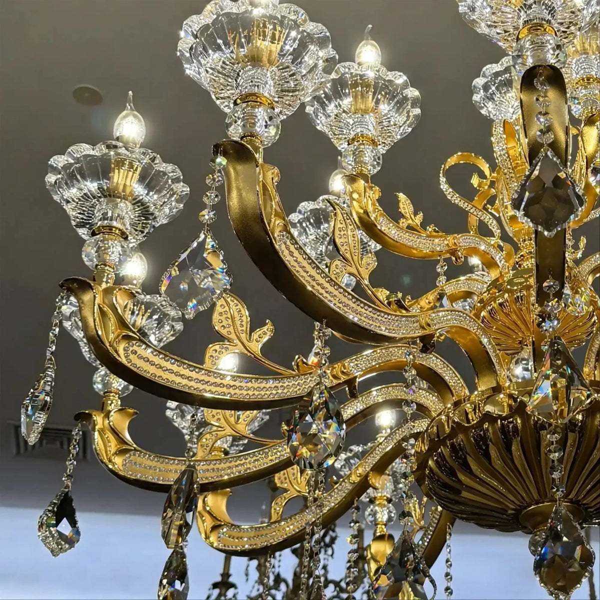 Eternal Baroque Revival Chandelier Series with Diamond - Inspired Crystal - Studded Light Arms - 48 Lights/D77.17"*H109.45"(D196cm*H278cm)Warm Light - Jecanoli