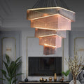 Extra Large Art Multi - tier Aluminum Chain Tassel Chandelier for High - Ceiling Room - L31.5
