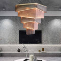 Extra Large Art Multi - tier Aluminum Chain Tassel Chandelier for High - Ceiling Room - L47.2