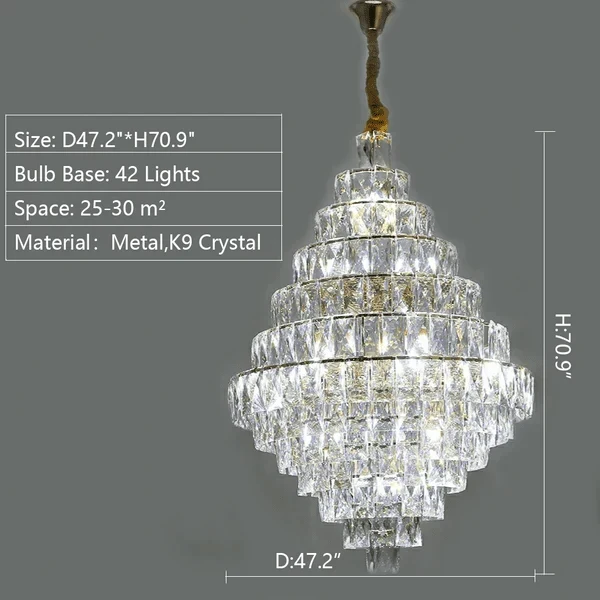 Extra Large Foyer Pure Crystal Ceiling Light Fixture Living Room Entrance Staircase Chandelier - D33.5"*H47.2"/ 25 Lights - Jecanoli