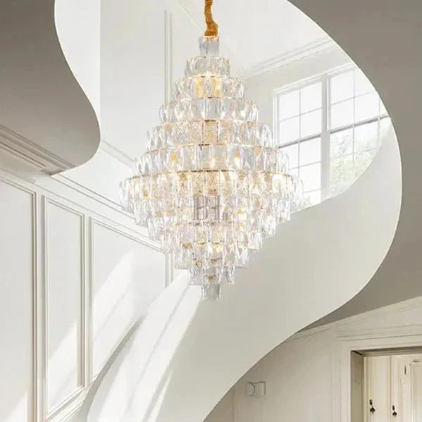 Extra Large Foyer Pure Crystal Ceiling Light Fixture Living Room Entrance Staircase Chandelier - D59.1"*H86.6"/ 75 Lights - Jecanoli