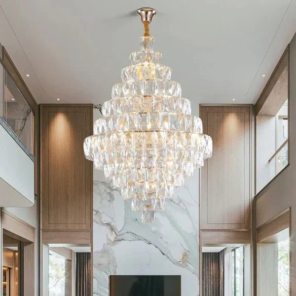 Extra Large Foyer Pure Crystal Ceiling Light Fixture Living Room Entrance Staircase Chandelier - D47.2"*H70.9"/ 42 Lights - Jecanoli