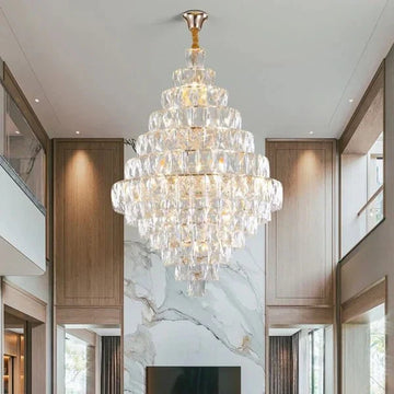 Extra Large Foyer Pure Crystal Ceiling Light Fixture Living Room Entrance Staircase Chandelier - D47.2"*H70.9"/ 42 Lights - Jecanoli