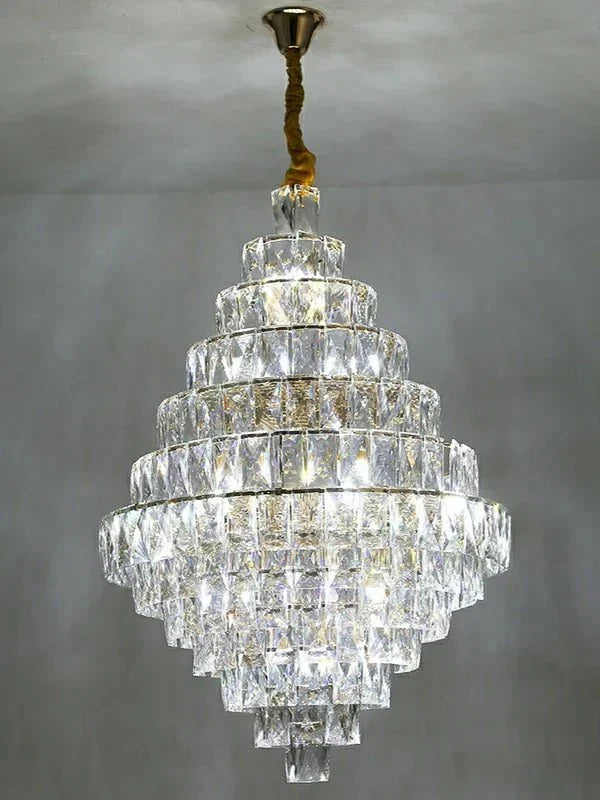 Extra Large Foyer Pure Crystal Ceiling Light Fixture Living Room Entrance Staircase Chandelier - D33.5"*H47.2"/ 25 Lights - Jecanoli