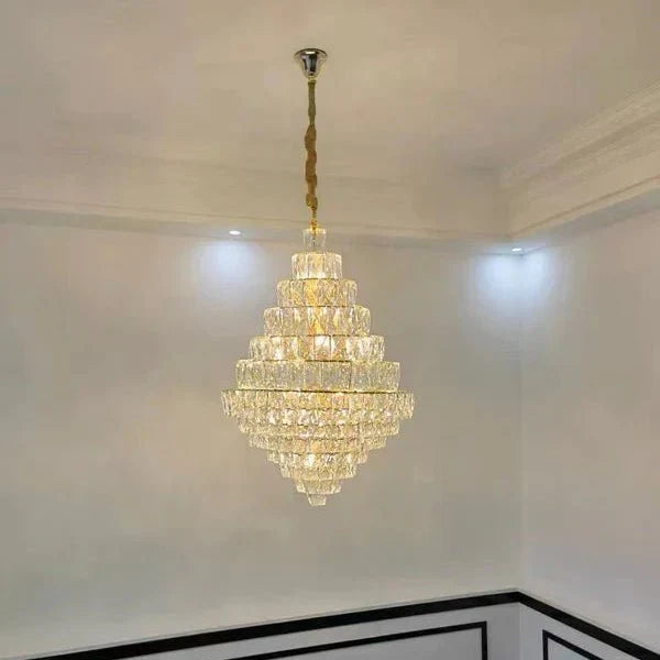 Extra Large Foyer Pure Crystal Ceiling Light Fixture Living Room Entrance Staircase Chandelier - D33.5"*H47.2"/ 25 Lights - Jecanoli