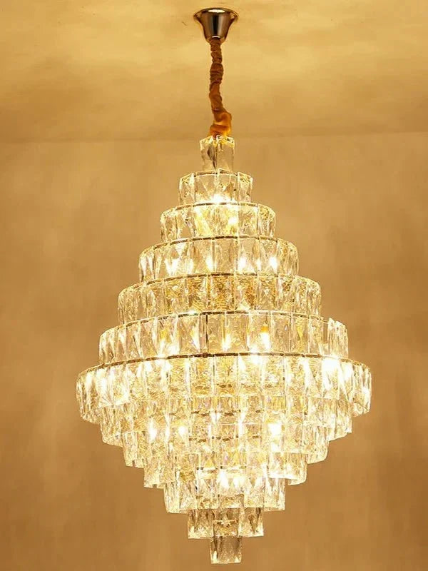 Extra Large Foyer Pure Crystal Ceiling Light Fixture Living Room Entrance Staircase Chandelier - D33.5"*H47.2"/ 25 Lights - Jecanoli