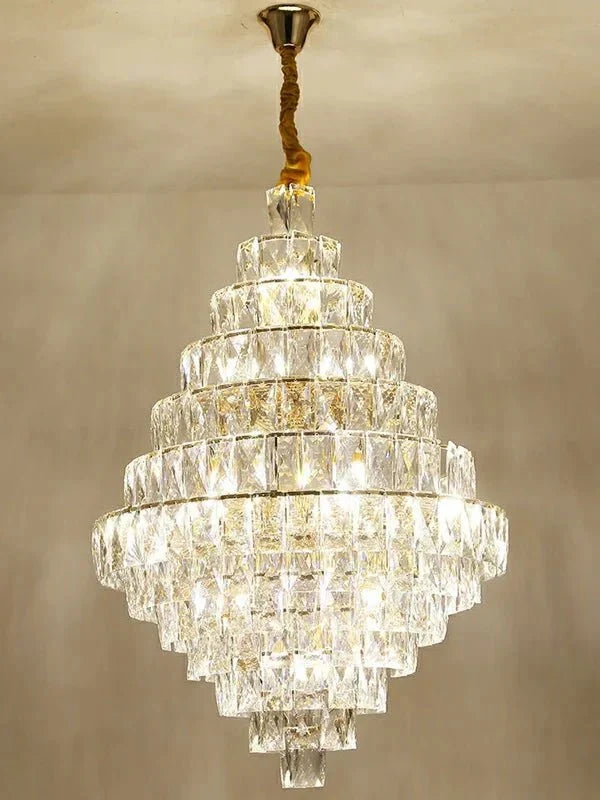 Extra Large Foyer Pure Crystal Ceiling Light Fixture Living Room Entrance Staircase Chandelier - D33.5"*H47.2"/ 25 Lights - Jecanoli
