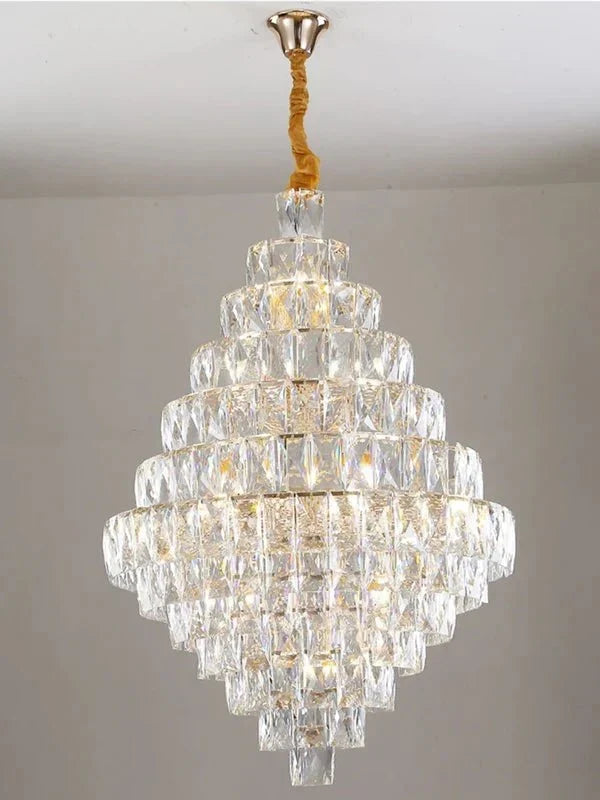 Extra Large Foyer Pure Crystal Ceiling Light Fixture Living Room Entrance Staircase Chandelier - D33.5"*H47.2"/ 25 Lights - Jecanoli