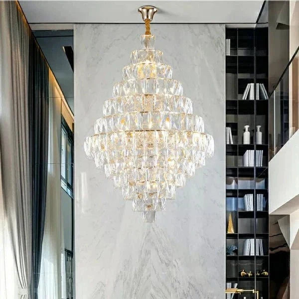 Extra Large Foyer Pure Crystal Ceiling Light Fixture Living Room Entrance Staircase Chandelier - D59.1"*H86.6"/ 75 Lights - Jecanoli
