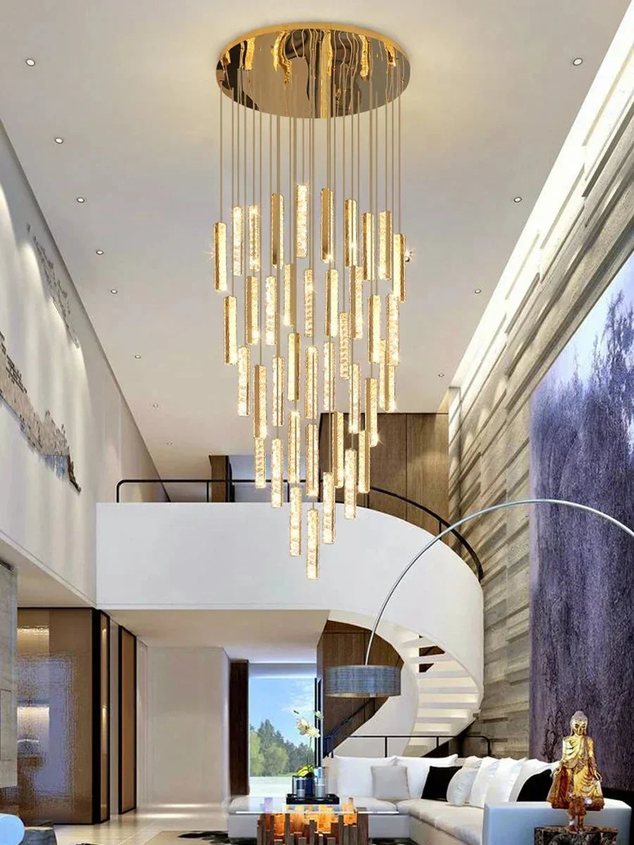 Extra Large Modern Spiral Crystal Ceiling Light Decoration for Staircase/ High Ceiling Living Room/ Hotel Lobby/ Hallway - 25 Lights: D31.5"*H118.0"Warm LightJecanoli
