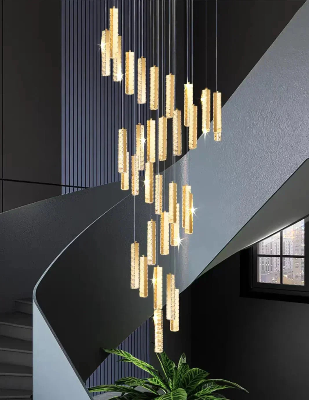 Extra Large Modern Spiral Crystal Ceiling Light Decoration for Staircase/ High Ceiling Living Room/ Hotel Lobby/ Hallway - 25 Lights: D31.5"*H118.0"Warm LightJecanoli