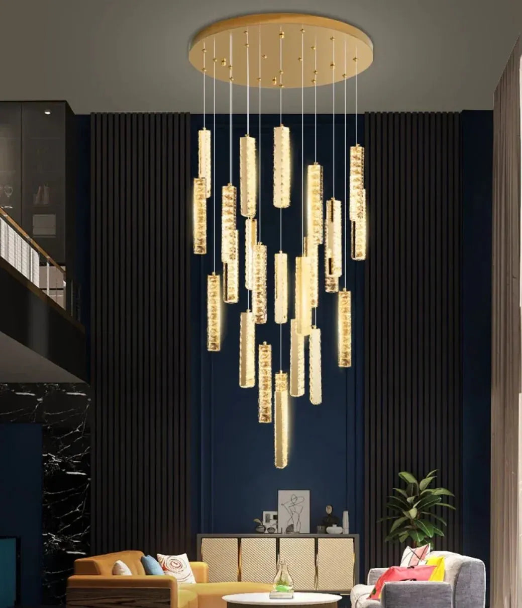 Extra Large Modern Spiral Crystal Ceiling Light Decoration for Staircase/ High Ceiling Living Room/ Hotel Lobby/ Hallway - 25 Lights: D31.5"*H118.0"Warm LightJecanoli