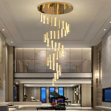 Extra Large Modern Spiral Crystal Ceiling Light Decoration for Staircase/ High Ceiling Living Room/ Hotel Lobby/ Hallway - 25 Lights: D31.5"*H118.0"Warm LightJecanoli