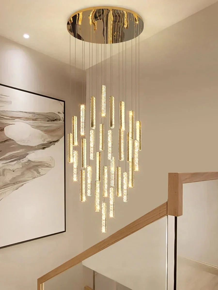 Extra Large Modern Spiral Crystal Ceiling Light Decoration for Staircase/ High Ceiling Living Room/ Hotel Lobby/ Hallway - 25 Lights: D31.5"*H118.0"Warm LightJecanoli