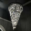 Extra Large Multi-Tiered Spiral Crystal Chandelier In Black Finish-Jecanoli