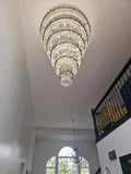 Extra Large Round Cone Tiered Crystal Chandelier for Foyer/Enterway/Living Room - D43
