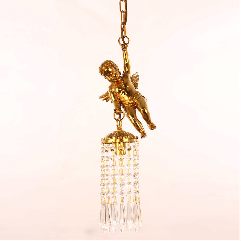 Mini Cast Copper Angel Crystal Pendant Light-铜灯-Jecanoli