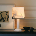 Stepped Alabaster Column Table Lamp