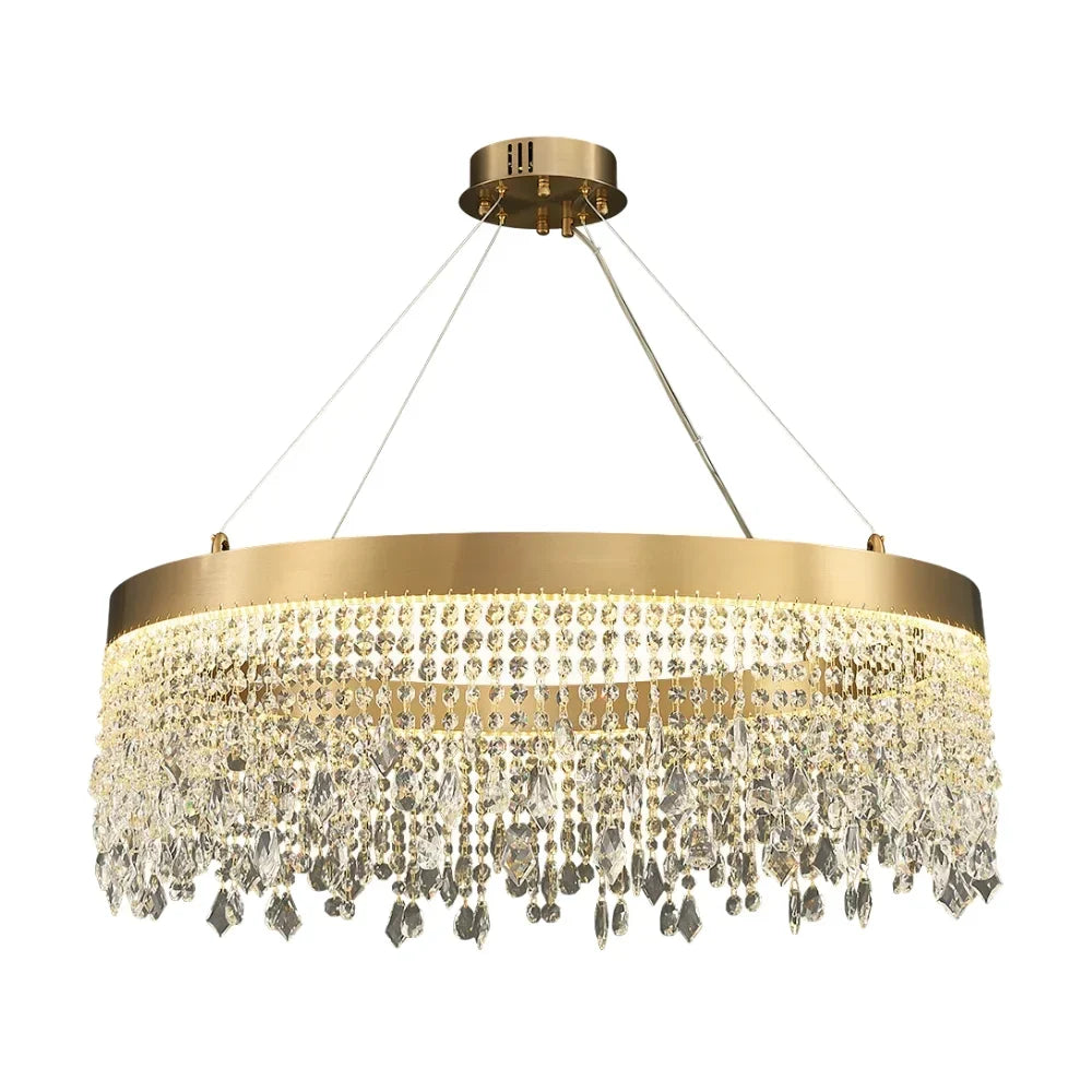 Zara Gold Crystal Chandelier for Living Room & Dining Room-Crystal Chandelier-Jecanoli