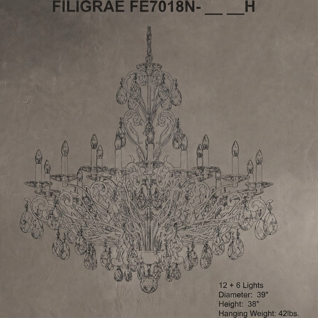 Filigree Crystal Chandelier 39"