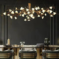 Flower Bloom Branch Brass Chandelier - Brass and WhiteDia 47.2″(120cm) x H 17.7″(45cm) - Manor Lights