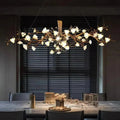Flower Bloom Branch Brass Chandelier - Brass and WhiteDia 55.1″(140cm) x H 19.7″(50cm) - Manor Lights
